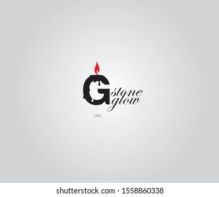candle logo G with fire , stone Glow 