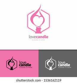 Candle Logo With Heart-shaped Strokes