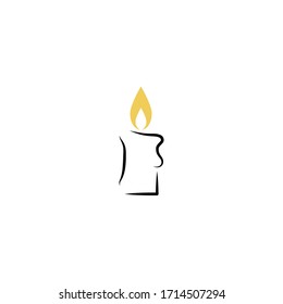 candle logo icon design with simple line art style