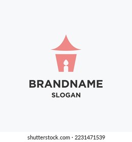 Candle logo icon flat design template