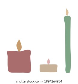 Candle logo icon sign Flame fire symbol emblem Hand drawn decoration concept Festive design Cartoon children's style Fashion print clothes apparel greeting invitation card cover flyer poster banner