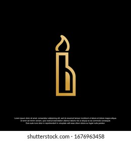Candle logo with initial B logo vector icon