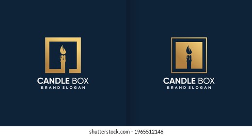 Candle Logo Inside Box Template Premium Vector