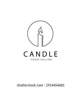 Candle logo line art vector illustration design