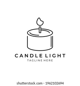 Candle logo line art vector illustration design
