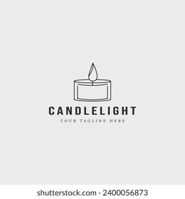 candle logo line art vector simple minimalist illustration template icon graphic design