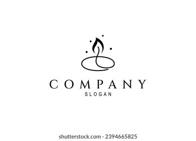 Candle logo with minimalist line art design style