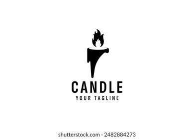 candle logo vector icon illustration