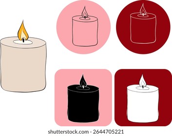Candle logotype. Vector graphic line ink illustration. Silhouette sign for logo, print, comics, fashion, pop art, boards, design, stickers, decoration, posters
