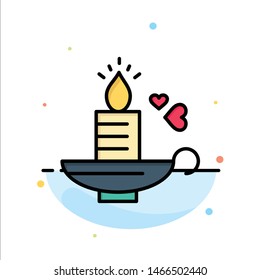 Candle, Love, Heart, Wedding Abstract Flat Color Icon Template. Vector Icon Template background