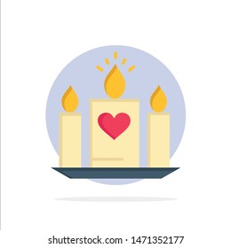 Candle, Love, Heart, Wedding Abstract Circle Background Flat color Icon. Vector Icon Template background