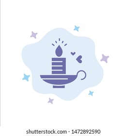 Candle, Love, Heart, Wedding Blue Icon on Abstract Cloud Background