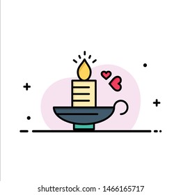 Candle, Love, Heart, Wedding Business Logo Template. Flat Color. Vector Icon Template background