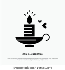 Candle, Love, Heart, Wedding solid Glyph Icon vector. Vector Icon Template background