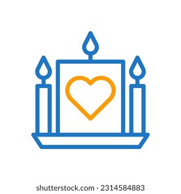 Candle love icon duocolor blue orange style valentine illustration vector element and symbol perfect.
