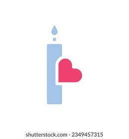 Candle love icon solid blue pink style valentine illustration vector element and symbol perfect.