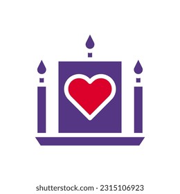 Candle love icon solid duocolor red purple style valentine illustration vector element and symbol perfect.