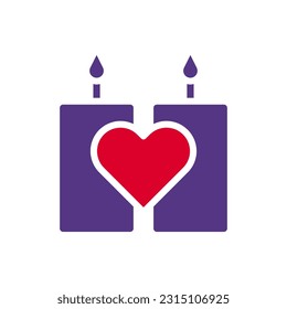 Candle love icon solid duocolor red purple style valentine illustration vector element and symbol perfect.