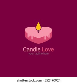 Candle love Logo Design Template. Flat Style