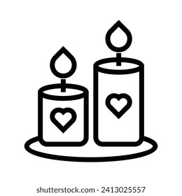 Candle love outline icons, minimalist vector illustration and transparent graphic element. Isolated on white background