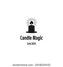 Candle magic design, candle combine with magician hat logo concept