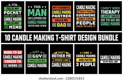 Candle Making T Shirt Design Set Vector