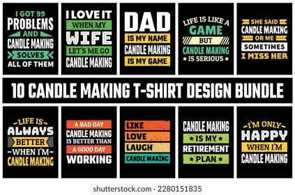 Candle Making T Shirt Design Set Vector