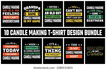 Candle Making T Shirt Design Set Vector