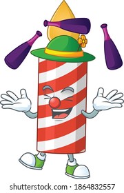 Candle mascot cartoon design playing Juggling on circus. Vector illustration