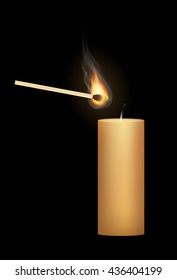 a candle with a match