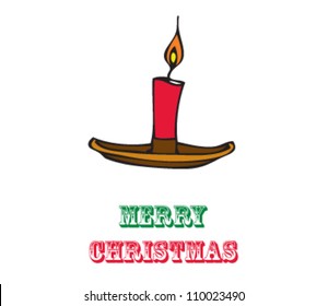 Candle with Merry Christmas text