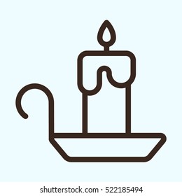 Candle Minimalistic Flat Line Outline Stroke Icon Pictogram Symbol Set 