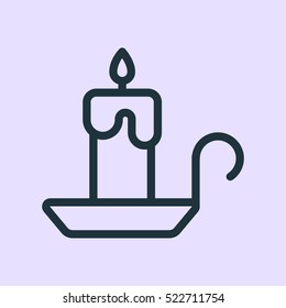 Candle Minimalistic Flat Line Outline Stroke Icon Pictogram Symbol Set 