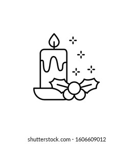 Candle, mistletoe icon. Simple line, outline vector of new year icons for ui and ux, website or mobile application
