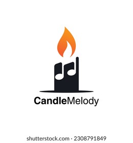 Logo de la combinación de velas y música. Es adecuado para su uso como logotipo para la producción de velas.