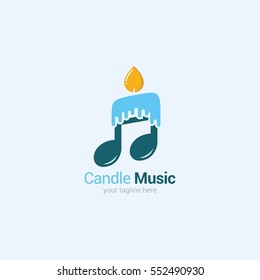 Candle music Logo Design Template. Flat Style