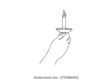 Vela para iluminación nocturna. Preparación para 7 días sin electricidad Concepto. Diseño de dibujo de una sola línea 4k. Ilustración gráfica