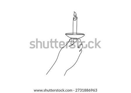 Candle For Night Lighting. Preparation for 7 days without electricity Concept. Single line draw design Video 4k. Footage graphic illustration