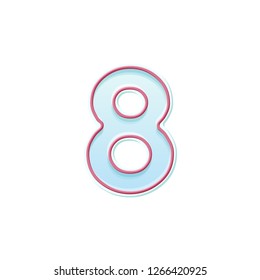 Candle number eight. 8 symbol. Cartoon realistic vector candle number for Birthday cakes
