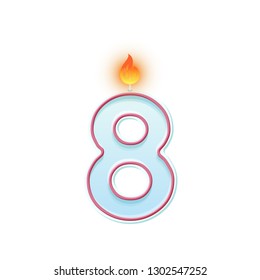 Candle Number Eight 8 Symbol Burning Stock Vector (Royalty Free ...