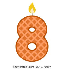 Candle number eight. Vector illustration