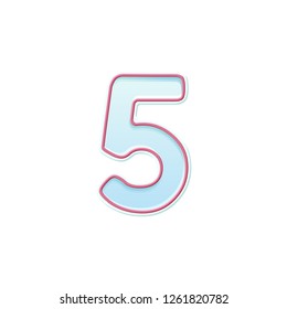 Candle number five. 5 symbol. Cartoon realistic vector candle number for Birthday cakes