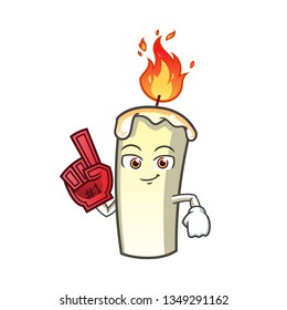 candle number one fan mascot vector cartoon illustration