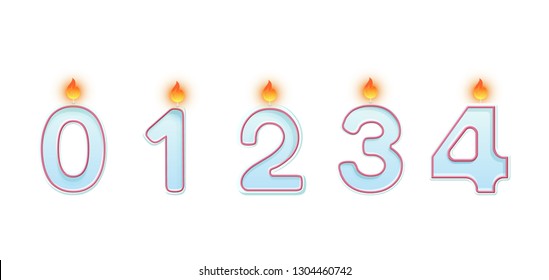 Candle numbers. Burning candles for Birthday cakes
