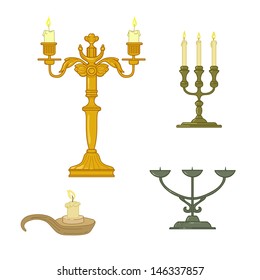 Candle and old  classical candelabrum