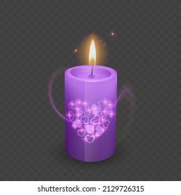 Candle on black background, vector illustration