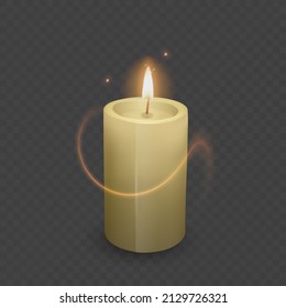 Candle on black background, vector illustration