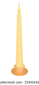 Candle on candlestick vector illustration.