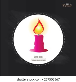 Candle on chalkboard. vector illustration.       