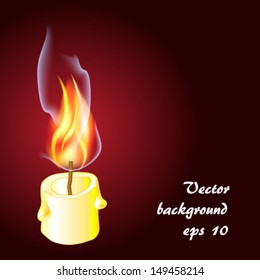 Candle on red black background vector